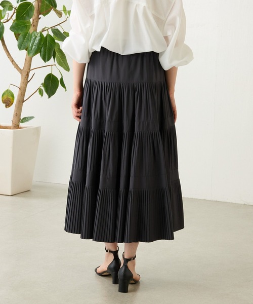 Beardsleyビアズリー　プリーツティアードスカート ビアズリー BEARDSLEY プリーツティアードスカート （black