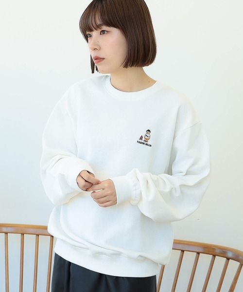 トレーナー スウェット Bibbi Blue Heart スウェット レディース BEAMS HEART トレーナー スウェット プリント × 刺繍 ビッグ
