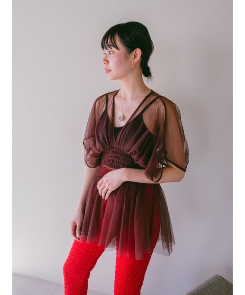 トップス sahara Gather Tulle Top Brown sahara トップス Gather Tulle Top : ZOZOTOWN Yahoo!店 - 通販