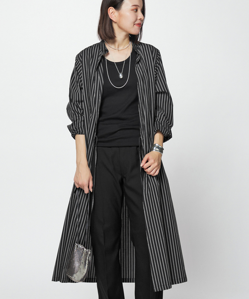 シャツ ブラウス 【LIWAN / リワン】ストライプガウン LIWAN リワン