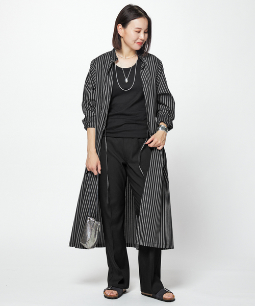 シャツ ブラウス 【LIWAN / リワン】ストライプガウン LIWAN リワン
