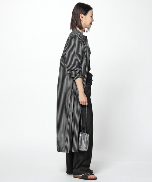 シャツ ブラウス 【LIWAN / リワン】ストライプガウン LIWAN リワン