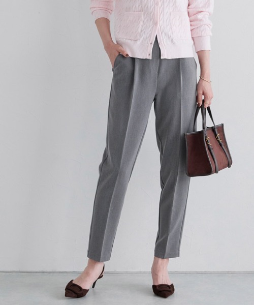 Pierrot（ピエロ） スラックス パンツ 高見えすっきりテーパードパンツ