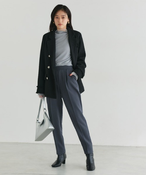 Pierrot（ピエロ） スラックス パンツ 高見えすっきりテーパードパンツ