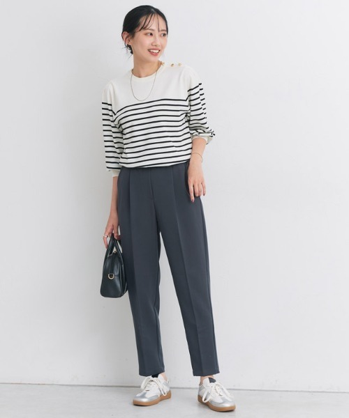 Pierrot（ピエロ） スラックス パンツ 高見えすっきりテーパードパンツ