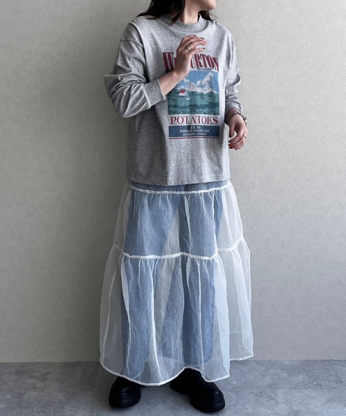 LOWRYS FARM スカート オーガンジーボリュームスカート 973012  