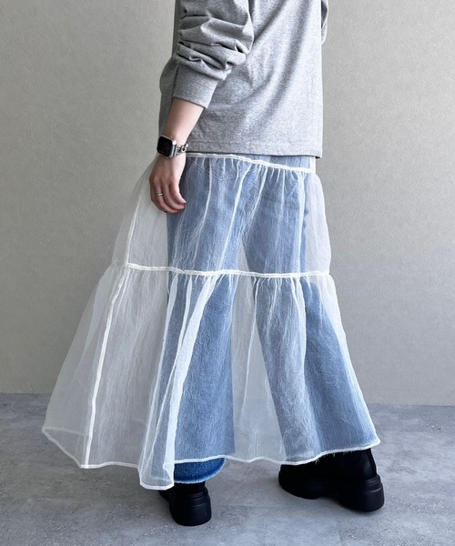 LOWRYS FARM（ローリーズファーム） スカート オーガンジーボリューム