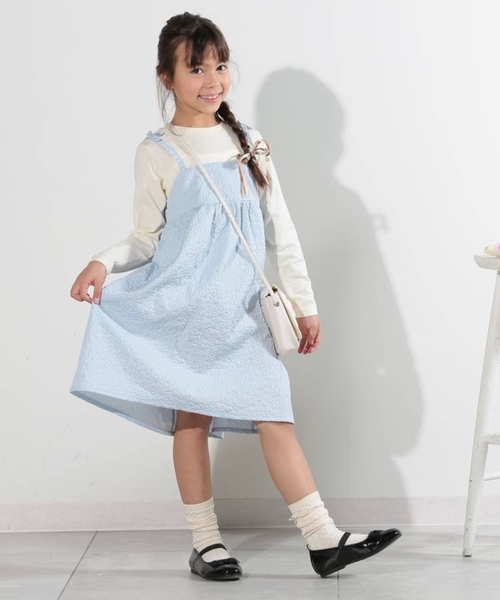 SHOO・LA・RUE ワンピース 「110-140cm」エンボス使いドッキング