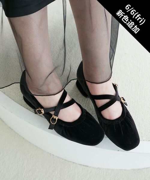 MAJESTIC LEGON パンプス レディギャザーストラップパンプス