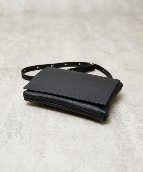 SLOW フラップショルダーバッグ ブラック SLOW ショルダーバッグ スロウ / shrink-narrow flap shoulder