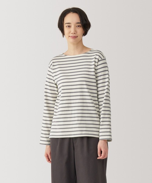 無印良品（MUJI） tシャツ 婦人 太番手ボートネック長袖Tシャツ
