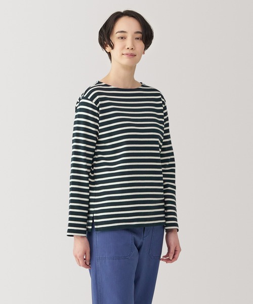 無印良品（MUJI） tシャツ 婦人 太番手ボートネック長袖Tシャツ