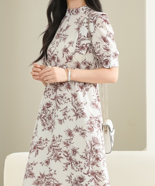 Lace Ladies（レースレディース） ワンピース プチハイネック 花柄