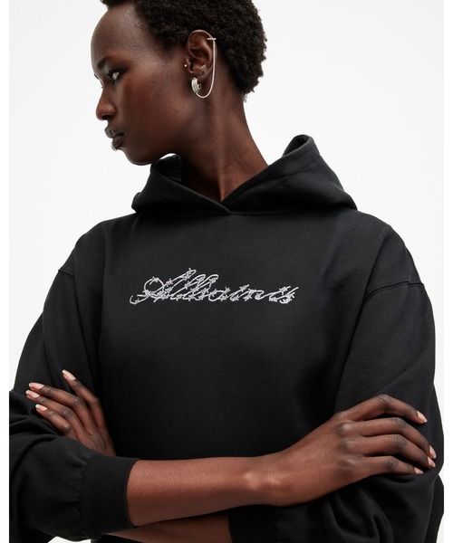 お値下げ！希少 ALLSAINTS サマーニット パーカー スウェット M ALLSAINTS パーカー UNITY LOGO RELAXED FIT PIPPA HOODIE