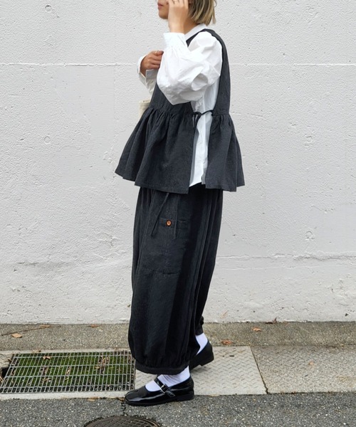 LOSUCA セットアップ ノースリーブギャザープルオーバー ワイドパンツ