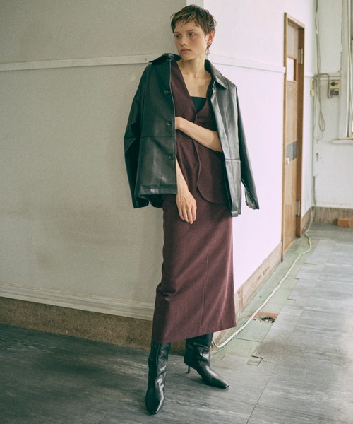 EN NEUME コート アウター Faux Leather Over Jacket レディース