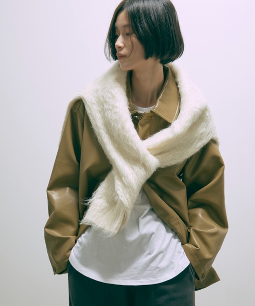 EN NEUME コート アウター Faux Leather Over Jacket レディース