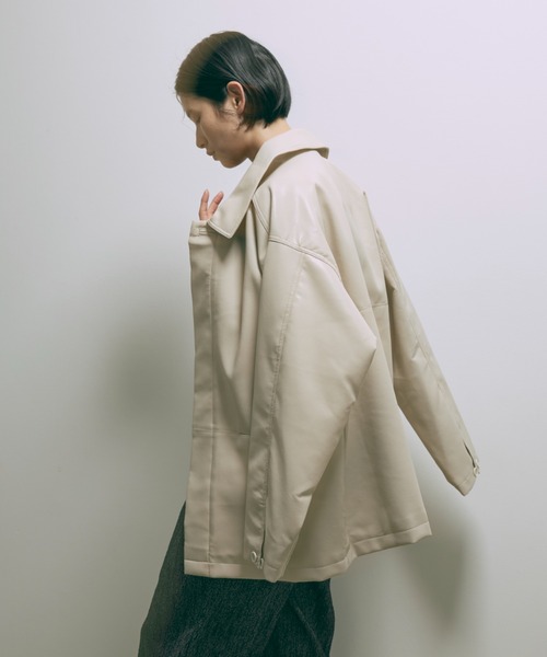 EN NEUME コート アウター Faux Leather Over Jacket レディース
