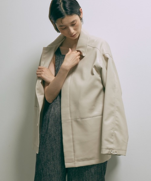 EN NEUME コート アウター Faux Leather Over Jacket レディース