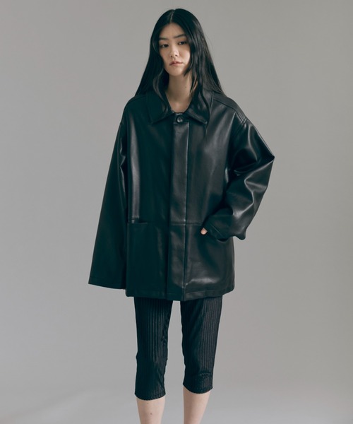 EN NEUME コート アウター Faux Leather Over Jacket レディース