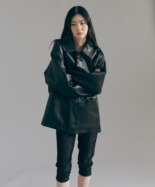 EN NEUME コート アウター Faux Leather Over Jacket レディース
