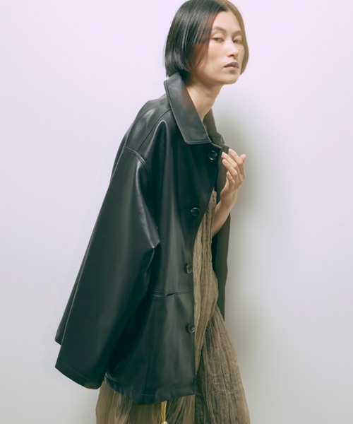 FAUX LEATHER OVER ジャケット　今期美品 EN NEUME コート アウター Faux Leather Over Jacket レディース