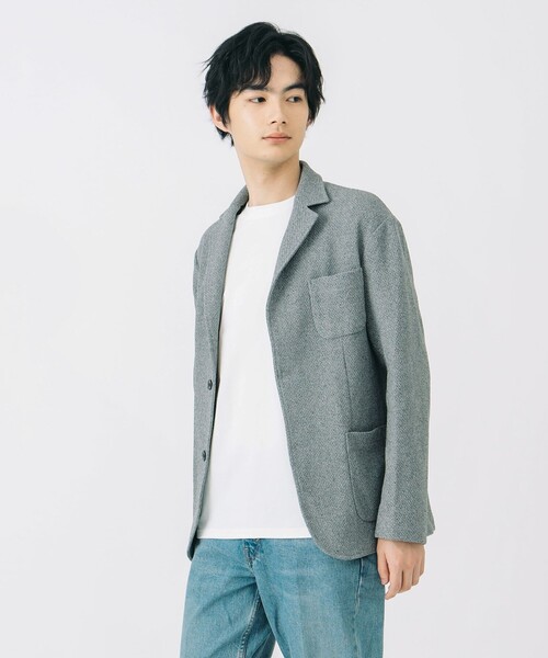 BEAMS HEART　ジャケット L BEAMS HEART ジャケット テーラードジャケット メランジニット