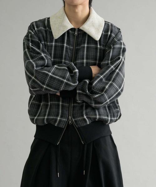 epnok ブルゾン アウター 「EPNK」Reversible cropped check