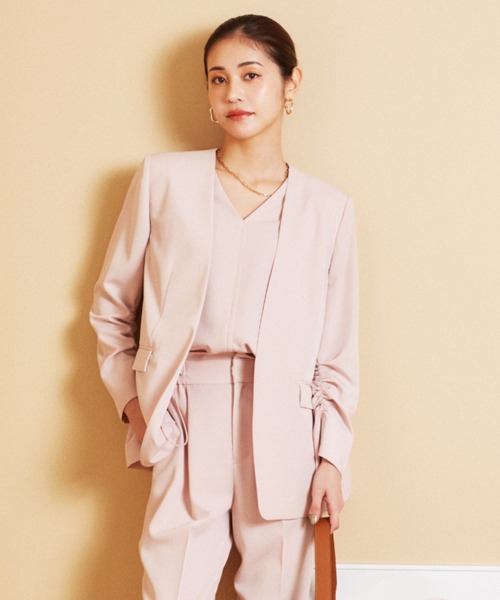 NOKO OHNO 　40　ノーカラージャケット　新品未使用　ピンク　春　秋 NOKO OHNO 40 ノーカラージャケット 新品未使用 ピンク 春 秋