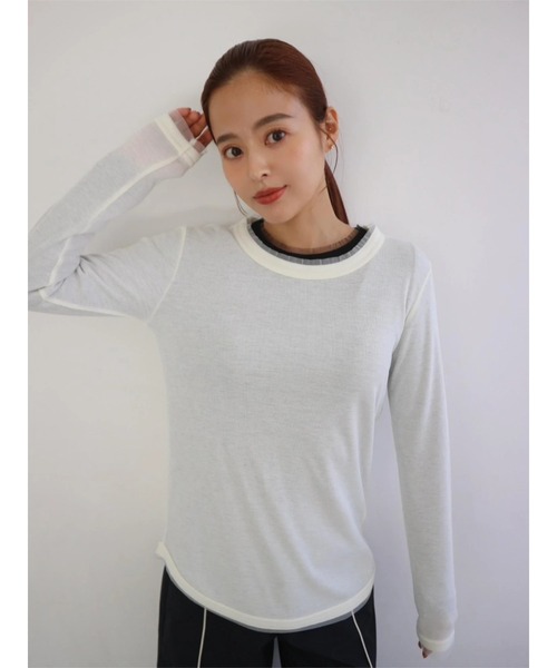 tシャツ Tulle Rib Long Sleeve TEE レディース