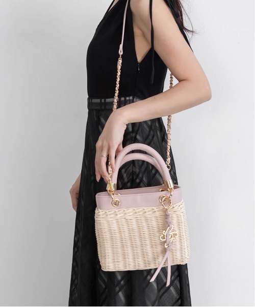 RANDA（ランダ） ハンドバッグ 2WAY ラタンスクエアハンドバッグ