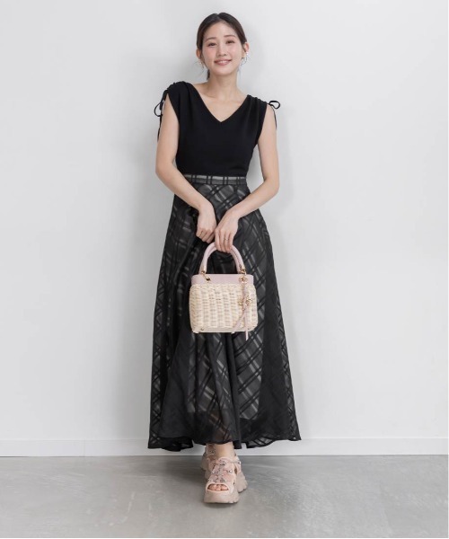 RANDA 2WAY ラタンスクエアハンドバッグ ブラック ランダ RANDA 2WAY ラタンスクエアハンドバッグ （BLACK