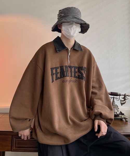 NOWLE（ノウル） トレーナー スウェット 「NOWLE」カレッジロゴ ハーフ