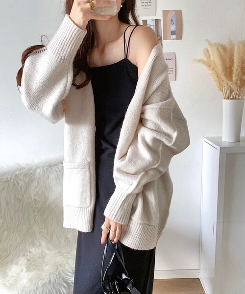 「andme」 「alma design」ニットカーディガン FREE モカ レディース_画像3