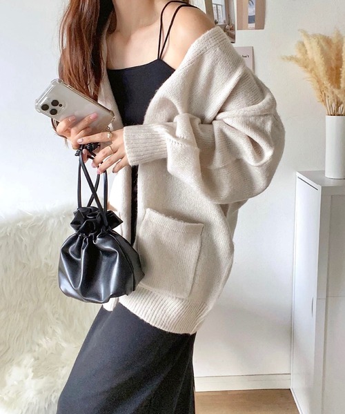 「andme」 「alma design」ニットカーディガン FREE モカ レディース_画像7