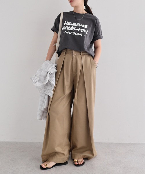 andme（アンドミー） tシャツ 半袖 メッセージロゴプリント半袖Tシャツ