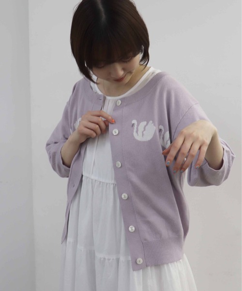 「haupia」 ニットカーディガン MEDIUM オフホワイト レディース_画像5