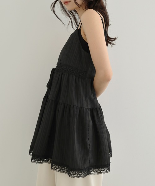 Freesia キャミソール フロントリボンティアードキャミソールトップス