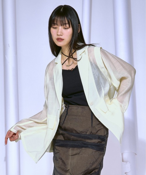 Ezick ジャケット テーラードジャケット Airy light ショルダータック