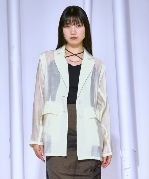 Ezick ジャケット テーラードジャケット Airy light ショルダータック