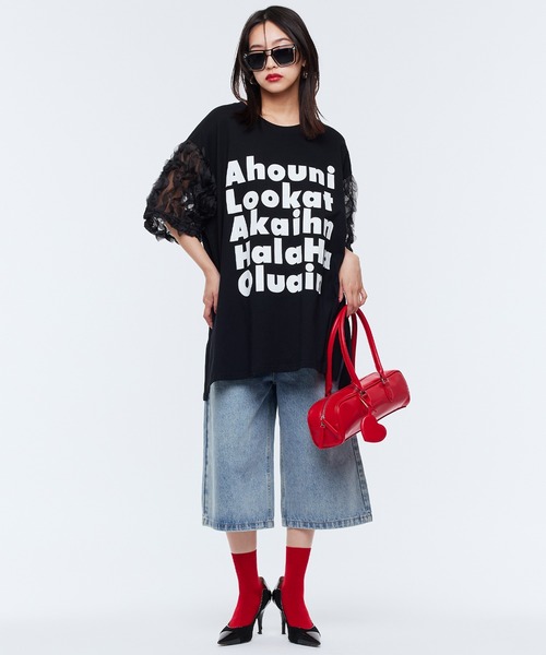Narcissus tシャツ 「Narcissus」ロゴアームフリルT レディース
