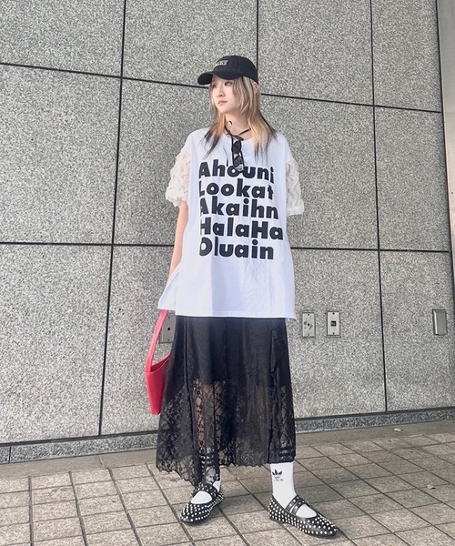 Narcissus tシャツ 「Narcissus」ロゴアームフリルT レディース