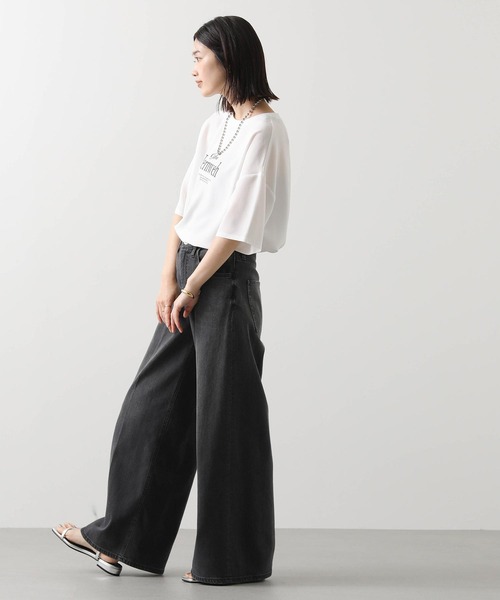 Gready Brilliant 半袖 カットソー レース ブラック Gready Brilliant tシャツ 袖3Dレースパフ5ブ袖カットソー