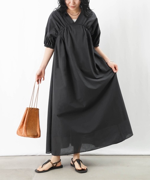 LADY LUCK LUCA ワンピース LC/LLL 綿ローンVネックワンピース