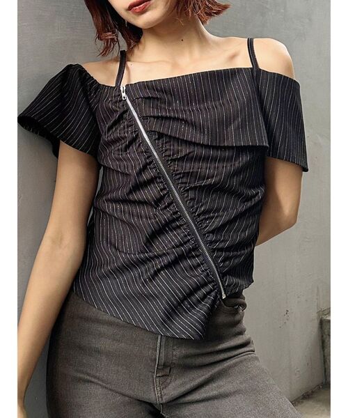 ブラウス シャツ オフショルシャーリングシャツ レディース