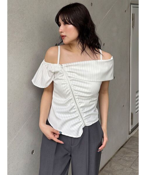 MURUA（ムルーア） ブラウス シャツ オフショルシャーリングシャツ