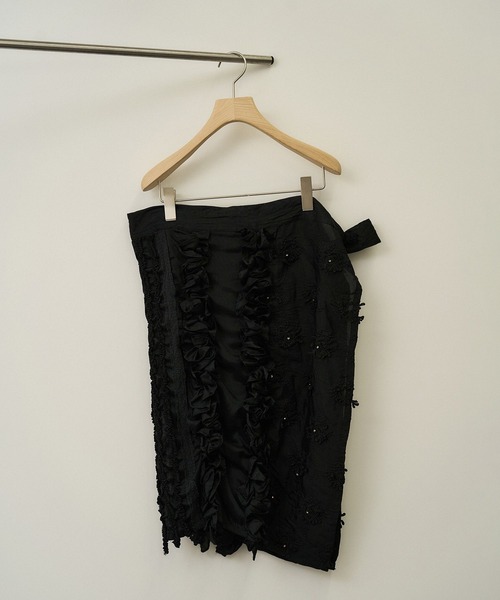新タグ付crinklecrinklecrinkleシルクコットンフリル黒スカート 新タグ付crinklecrinklecrinkleシルクコットンフリル黒スカート