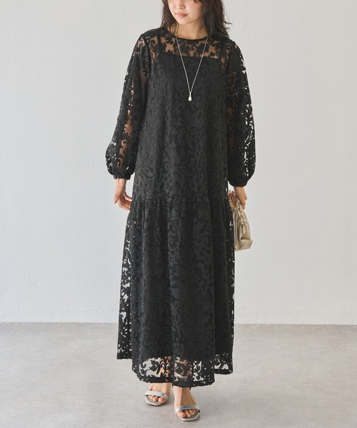 LAVEANGE（ラビアンジェ） ドレス フラワー刺繍ワンピース(インナー