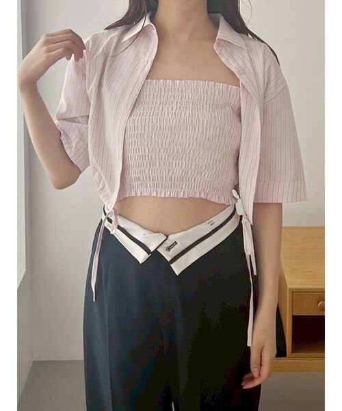 ブラウス シャツ ドロストヘムベアセットシャツ レディース