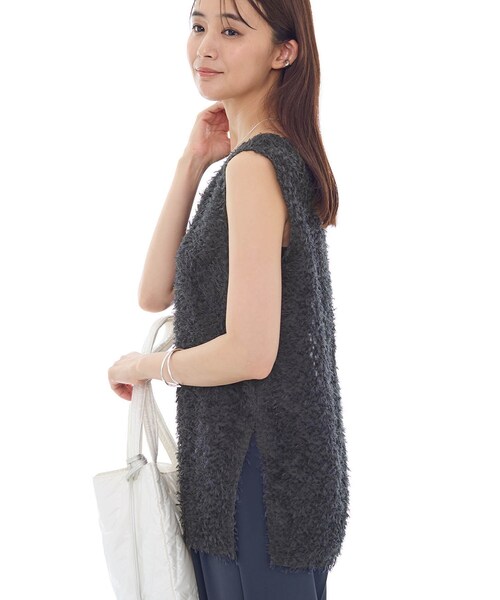 INDIVI ブラウス シャツ フリンジジャカードチュニック